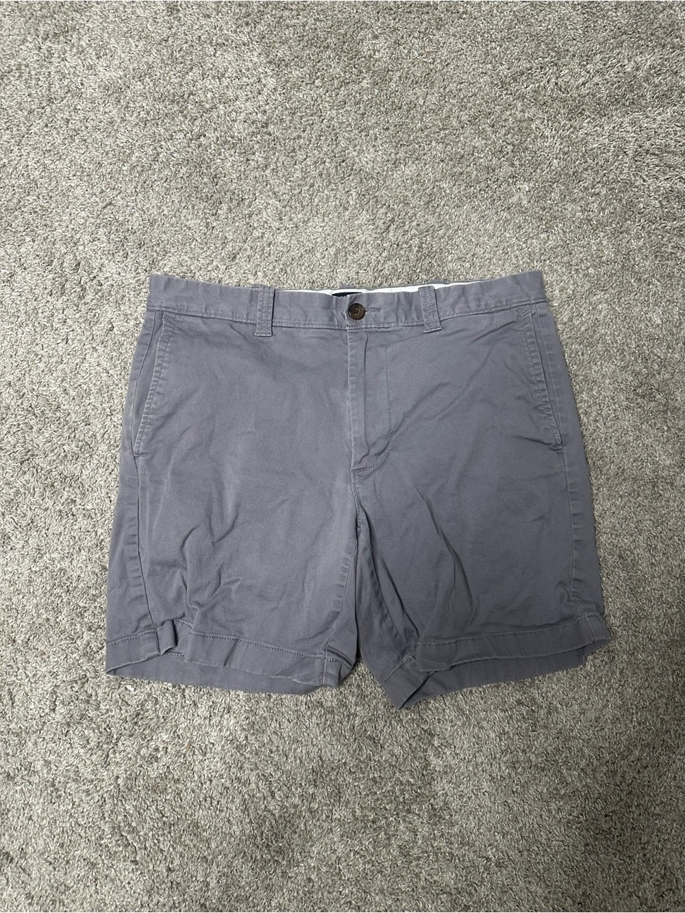 J. Crew Flat Front Cotton Chino Shorts in Slate Blue-Gray